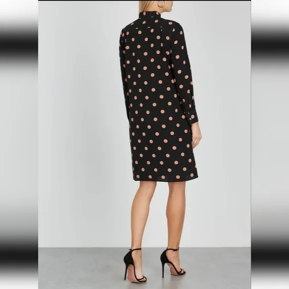 Tory Burch Black Polka-Dot Silk Crepe De Chine Dress Size 0 - Picture 2 of 10